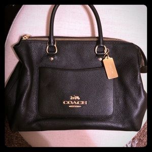 Black leather coach purse